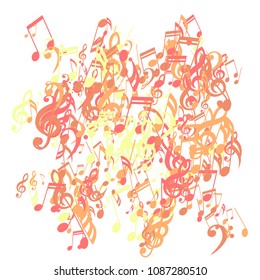 Musical Signs. Creative Background with Notes, Bass and Treble Clefs. Vector Element for Musical Poster, Banner, Advertising, Card. Minimalistic Simple Background.