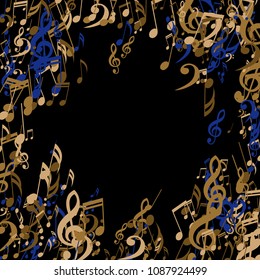 Musical Signs. Creative Background with Notes, Bass and Treble Clefs. Vector Element for Musical Poster, Banner, Advertising, Card. Minimalistic Simple Background.