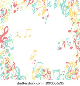 Musical Signs. Creative Background with Notes, Bass and Treble Clefs. Vector Element for Musical Poster, Banner, Advertising, Card. Minimalistic Simple Background.