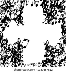 Musical Signs. Creative Background with Notes, Bass and Treble Clefs. Vector Element for Musical Poster, Banner, Advertising, Card. Minimalistic Simple Background.