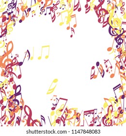 Musical Signs. Creative Background with Notes, Bass and Treble Clefs. Vector Element for Musical Poster, Banner, Advertising, Card. Minimalistic Simple Background.