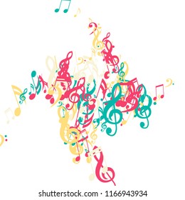 Musical Signs. Creative Background with Notes, Bass and Treble Clefs. Vector Element for Musical Poster, Banner, Advertising, Card. Minimalistic Simple Background.