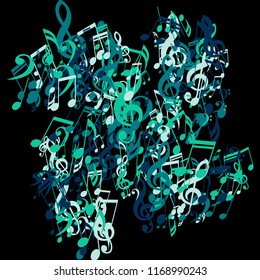 Musical Signs. Creative Background with Notes, Bass and Treble Clefs. Vector Element for Musical Poster, Banner, Advertising, Card. Minimalistic Simple Background.