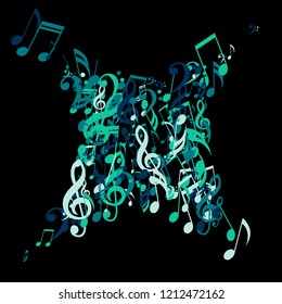Musical Signs. Creative Background with Notes, Bass and Treble Clefs. Vector Element for Musical Poster, Banner, Advertising, Card. Minimalistic Simple Background.