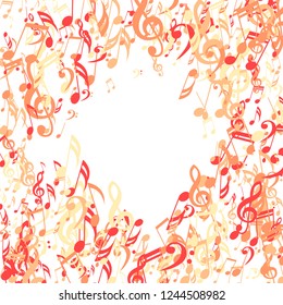 Musical Signs. Creative Background with Notes, Bass and Treble Clefs. Vector Element for Musical Poster, Banner, Advertising, Card. Minimalistic Simple Background.