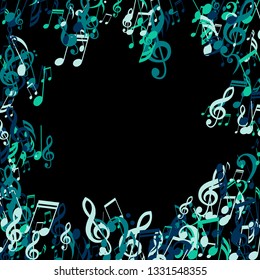 Musical Signs. Creative Background with Notes, Bass and Treble Clefs. Vector Element for Musical Poster, Banner, Advertising, Card. Minimalistic Simple Background.