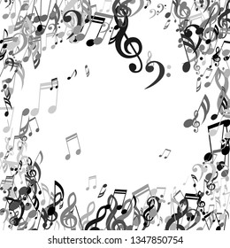Musical Signs. Creative Background with Notes, Bass and Treble Clefs. Vector Element for Musical Poster, Banner, Advertising, Card. Minimalistic Simple Background.