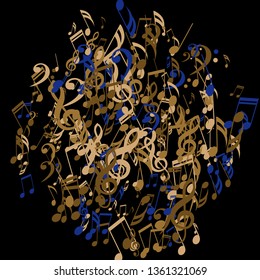 Musical Signs. Creative Background with Notes, Bass and Treble Clefs. Vector Element for Musical Poster, Banner, Advertising, Card. Minimalistic Simple Background.