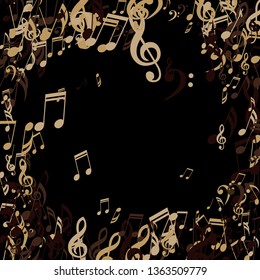 Musical Signs. Creative Background with Notes, Bass and Treble Clefs. Vector Element for Musical Poster, Banner, Advertising, Card. Minimalistic Simple Background.