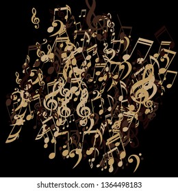 Musical Signs. Creative Background with Notes, Bass and Treble Clefs. Vector Element for Musical Poster, Banner, Advertising, Card. Minimalistic Simple Background.