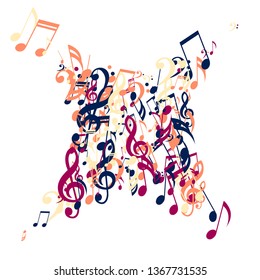 Musical Signs. Creative Background with Notes, Bass and Treble Clefs. Vector Element for Musical Poster, Banner, Advertising, Card. Minimalistic Simple Background.