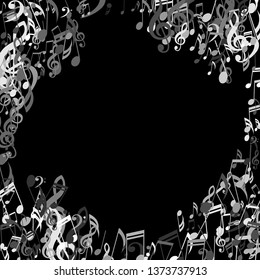 Musical Signs. Creative Background with Notes, Bass and Treble Clefs. Vector Element for Musical Poster, Banner, Advertising, Card. Minimalistic Simple Background.