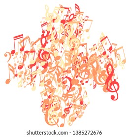 Musical Signs. Creative Background with Notes, Bass and Treble Clefs. Vector Element for Musical Poster, Banner, Advertising, Card. Minimalistic Simple Background.