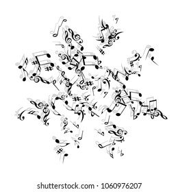 Musical Signs. Modern Background with Notes. Vector Element for Musical Poster, Banner, Advertising, Card. Minimalistic Simple Background.
