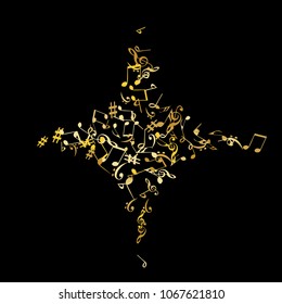 Musical Signs. Modern Background with Notes. Vector Element for Musical Poster, Banner, Advertising, Card. Minimalistic Simple Background.
