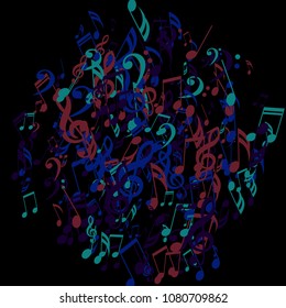 Musical Signs. Modern Background with Notes, Bass and Treble Clefs. Vector Element for Musical Poster, Banner, Advertising, Card. Minimalistic Simple Background.