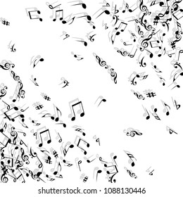 Musical Signs. Modern Background with Notes. Vector Element for Musical Poster, Banner, Advertising, Card. Minimalistic Simple Background.
