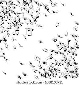 Musical Signs. Modern Background with Notes. Vector Element for Musical Poster, Banner, Advertising, Card. Minimalistic Simple Background.
