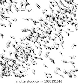 Musical Signs. Modern Background with Notes. Vector Element for Musical Poster, Banner, Advertising, Card. Minimalistic Simple Background.
