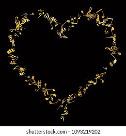 Musical Signs. Modern Background with Notes. Vector Element for Musical Poster, Banner, Advertising, Card. Minimalistic Simple Background.
