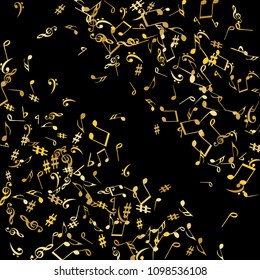 Musical Signs. Modern Background with Notes. Vector Element for Musical Poster, Banner, Advertising, Card. Minimalistic Simple Background.
