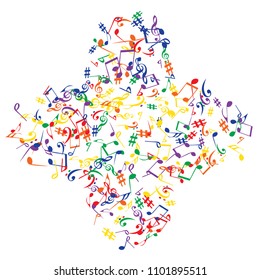 Musical Signs. Modern Background with Notes. Vector Element for Musical Poster, Banner, Advertising, Card. Minimalistic Simple Background.

