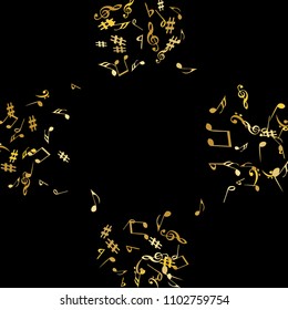 Musical Signs. Modern Background with Notes. Vector Element for Musical Poster, Banner, Advertising, Card. Minimalistic Simple Background.
