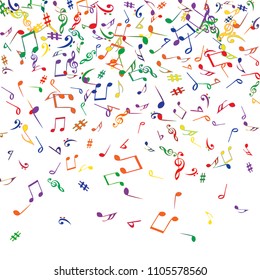 Musical Signs. Modern Background with Notes. Vector Element for Musical Poster, Banner, Advertising, Card. Minimalistic Simple Background.
