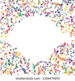 Musical Signs. Modern Background with Notes. Vector Element for Musical Poster, Banner, Advertising, Card. Minimalistic Simple Background.
