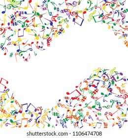 Musical Signs. Modern Background with Notes. Vector Element for Musical Poster, Banner, Advertising, Card. Minimalistic Simple Background.

