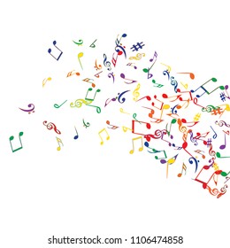Musical Signs. Modern Background with Notes. Vector Element for Musical Poster, Banner, Advertising, Card. Minimalistic Simple Background.
