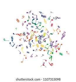 Musical Signs. Modern Background with Notes. Vector Element for Musical Poster, Banner, Advertising, Card. Minimalistic Simple Background.
