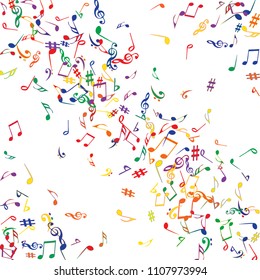 Musical Signs. Modern Background with Notes. Vector Element for Musical Poster, Banner, Advertising, Card. Minimalistic Simple Background.
