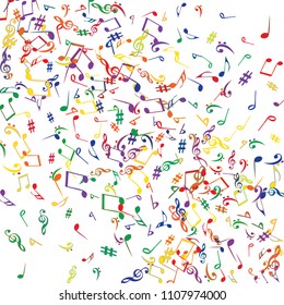 Musical Signs. Modern Background with Notes. Vector Element for Musical Poster, Banner, Advertising, Card. Minimalistic Simple Background.

