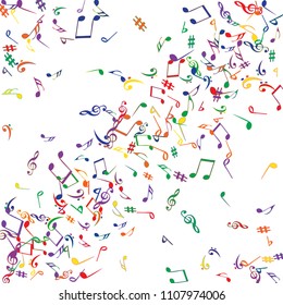 Musical Signs. Modern Background with Notes. Vector Element for Musical Poster, Banner, Advertising, Card. Minimalistic Simple Background.
