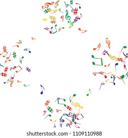 Musical Signs. Modern Background with Notes. Vector Element for Musical Poster, Banner, Advertising, Card. Minimalistic Simple Background.
