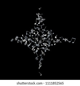Musical Signs. Modern Background with Notes. Vector Element for Musical Poster, Banner, Advertising, Card. Minimalistic Simple Background.
