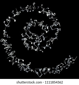 Musical Signs. Modern Background with Notes. Vector Element for Musical Poster, Banner, Advertising, Card. Minimalistic Simple Background.
