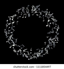 Musical Signs. Modern Background with Notes. Vector Element for Musical Poster, Banner, Advertising, Card. Minimalistic Simple Background.
