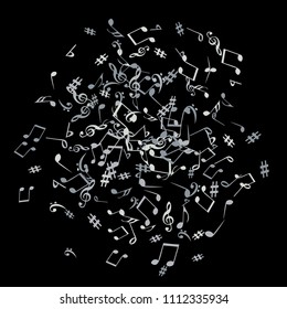Musical Signs. Modern Background with Notes. Vector Element for Musical Poster, Banner, Advertising, Card. Minimalistic Simple Background.

