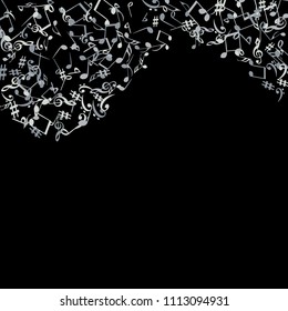 Musical Signs. Modern Background with Notes. Vector Element for Musical Poster, Banner, Advertising, Card. Minimalistic Simple Background.
