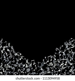 Musical Signs. Modern Background with Notes. Vector Element for Musical Poster, Banner, Advertising, Card. Minimalistic Simple Background.
