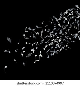 Musical Signs. Modern Background with Notes. Vector Element for Musical Poster, Banner, Advertising, Card. Minimalistic Simple Background.
