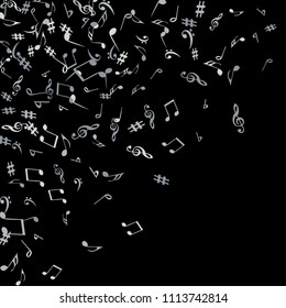 Musical Signs. Modern Background with Notes. Vector Element for Musical Poster, Banner, Advertising, Card. Minimalistic Simple Background.
