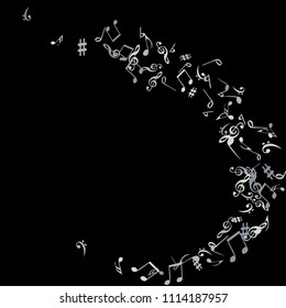 Musical Signs. Modern Background with Notes. Vector Element for Musical Poster, Banner, Advertising, Card. Minimalistic Simple Background.
