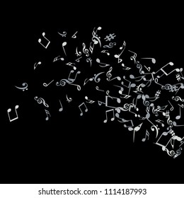 Musical Signs. Modern Background with Notes. Vector Element for Musical Poster, Banner, Advertising, Card. Minimalistic Simple Background.
