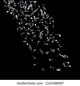 Musical Signs. Modern Background with Notes. Vector Element for Musical Poster, Banner, Advertising, Card. Minimalistic Simple Background.

