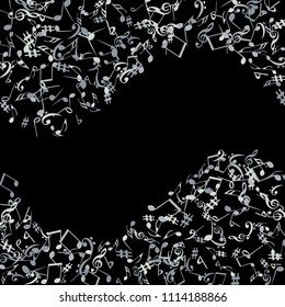 Musical Signs. Modern Background with Notes. Vector Element for Musical Poster, Banner, Advertising, Card. Minimalistic Simple Background.
