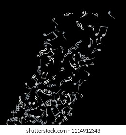 Musical Signs. Modern Background with Notes. Vector Element for Musical Poster, Banner, Advertising, Card. Minimalistic Simple Background.
