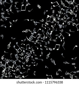 Musical Signs. Modern Background with Notes. Vector Element for Musical Poster, Banner, Advertising, Card. Minimalistic Simple Background.
